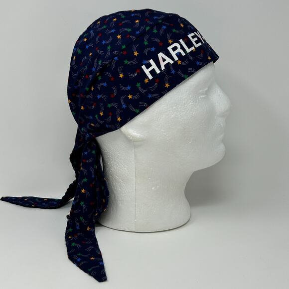 Harley Davidson Skull Cap Head Scarf Bandana Do Rag Durag HD Shooting Stars Blue - Picture 5 of 8